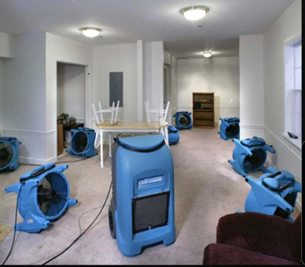 Air movers and dehumidifier setup for Water Damage Restoration in Vestavia Hills